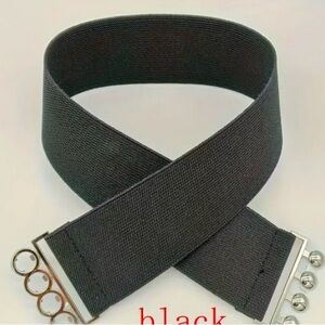 Wide belt classic elastic waistband simple buckle trendy coat dress belt…